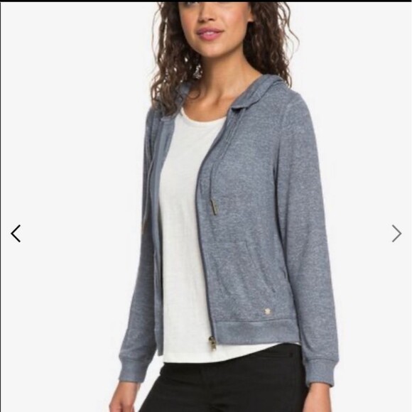 Roxy Heathered Dark Grey Space Dye Zipup SM - Picture 5 of 9